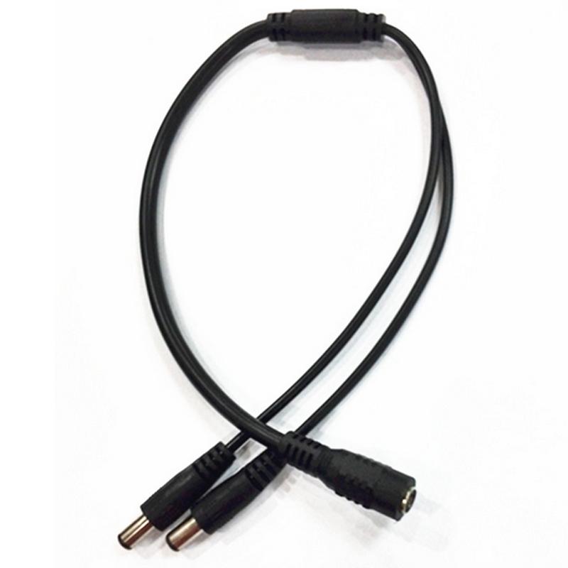 1 гнездо на 2 штекера постоянного тока, кабельный разветвитель 5,5x2,1 мм, адаптер для видеонаблюдения