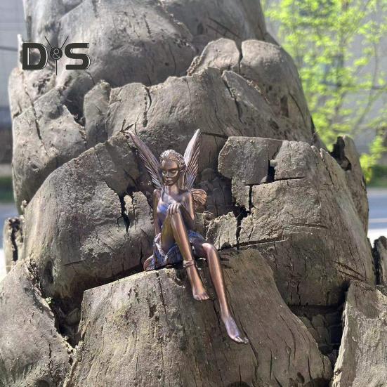 Статуэтка цветочной феи, фигурка крылатой феи из смолы, скульптура садовой феи для украшения крыльца дома, газона, двора