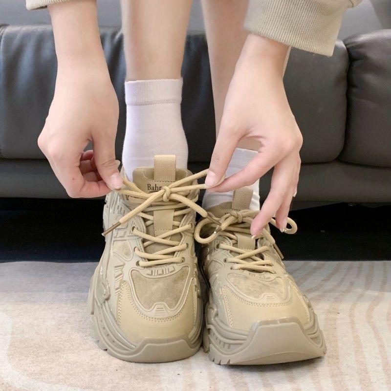 Black Dad Shoes Women's Spring Platform Heightening Sneakers all-Darth Vader Casual Pure Black Knight Small Black Shoes