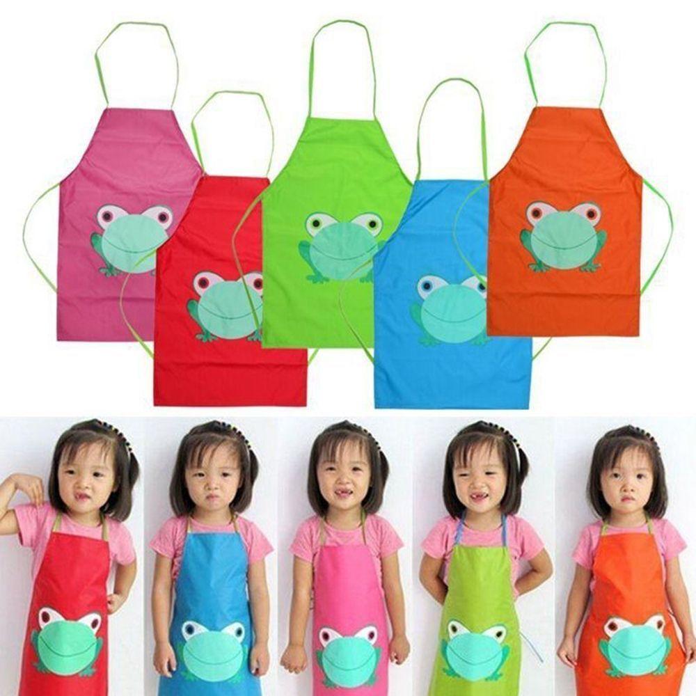 Five Colors Kids Cute Cartoon Frog Printed Cooking Cartoon Apron Waterproof Frog Design Children