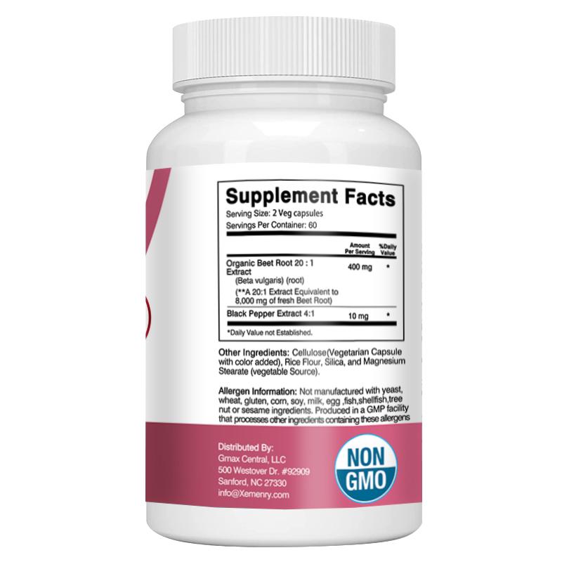 Beetroot capsules, containing beetroot powder extract, a potent formula suitable for both men and women.