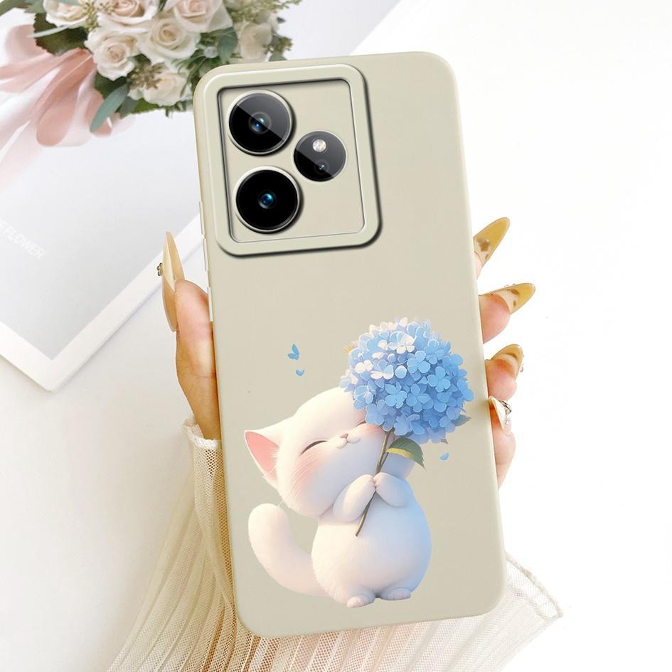 Чехол для Realme GT 7 RMX5061 Креативный мультяшный кот Конфетный окрашенный чехол Мягкий силиконовый бампер Для Realme GT7 Pro 7T RealmeGT7 Funda