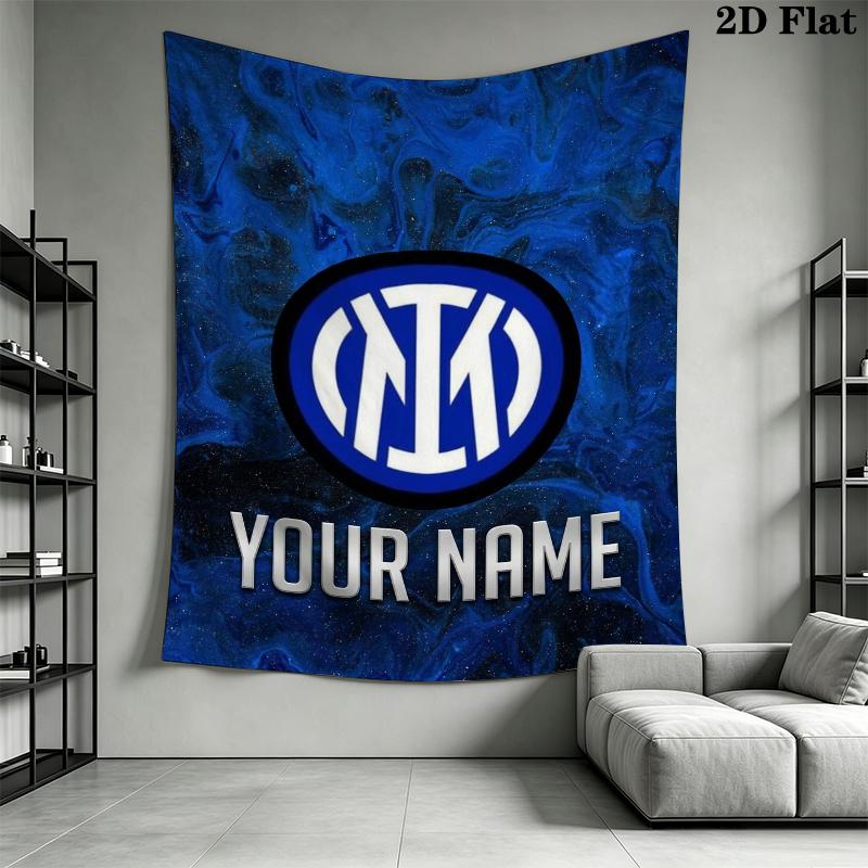 Custom Name Inter Milan Wall Tapestry Aesthetic Wall Hanging Printed Fabric Blanket Decorative Tapestries for Bedroom Living Room Home Decor