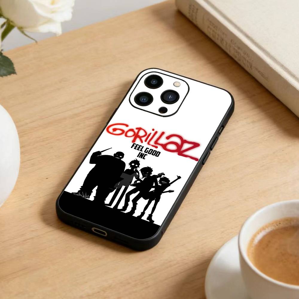 Комикс R-Rock Band G-gorillaz Чехол для телефона для iPhone 17 16 15 14 13 12 Max Plus Силиконовый Черный Чехол