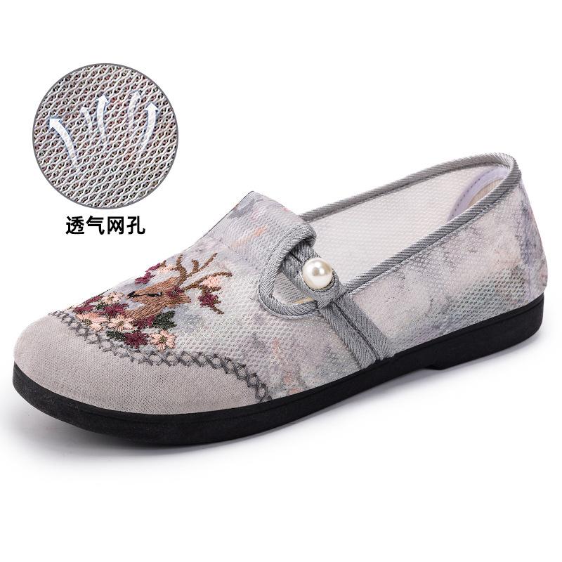 Женская обувь с мягкой подошвой не утомляет ноги. Летние новые старые пекинские туфли из ткани для матерей, универсальные и удобные женские туфли ханьфу