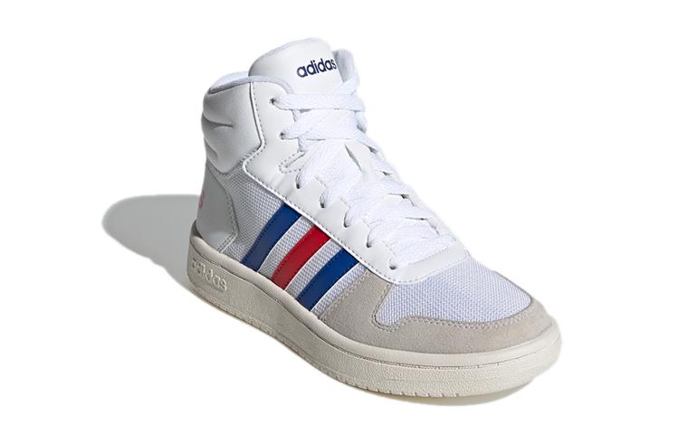 adidas Neo Hoops 2.0 Mid K Устойчивые к истиранию Дышащие Средняя высота Винтажные Баскетбольные кроссовки Белый Детские FW9121