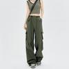 2024 Новые модные женские свободные брюки-карго весна-лето тонкие комбинезоны с карманами высокая талия широкие брюки прямые свободные спортивные брюки элегантные брюки 2391
