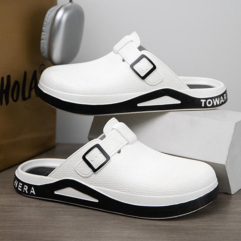 Полускользящие закрытые тапочки для мужчин летняя одежда для отдыха модные сандалии мужские ленивые туфли нескользящие сандалии с толстой подошвой