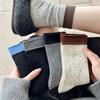 Весенне-осенние хлопковые носки до середины икры в горошек с контрастными цветами, зимние длинные махровые носки до икры