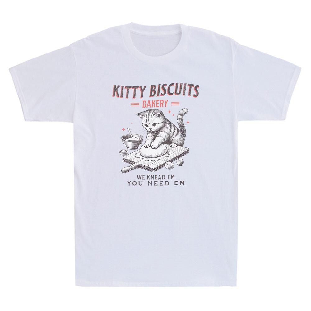 Kitty Biscuits We Knead Em You Need Em Funny Cat Baking Meme Retro Unisexs Tshirt