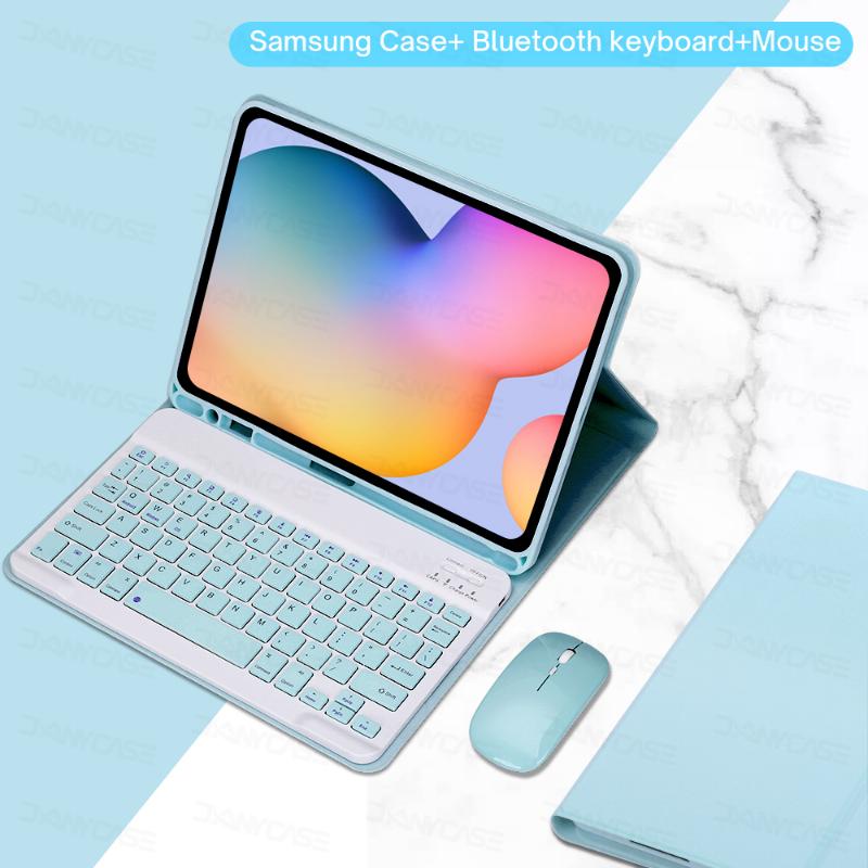 Чехол для Samsung Galaxy Tab A8 10,5 S6 Lite 10,4 S7 S8 11 с Bluetooth-клавиатурой и мышью с гнездом для ручки