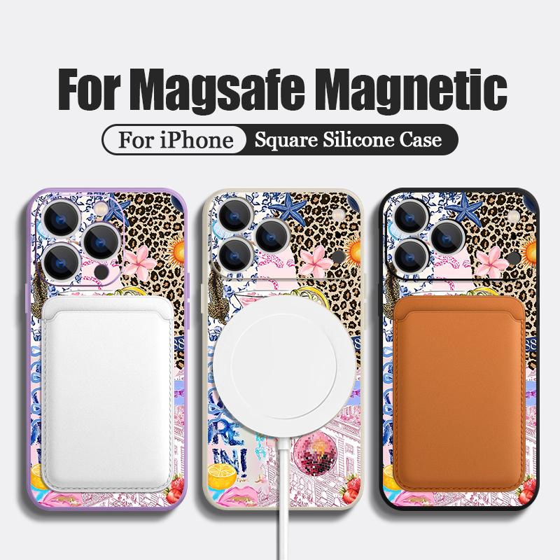 Для iPhone 17 Pro Max Чехол Розовый Бокал Бантики Диско-Шар Магнитный Для Magsafe Силиконовая Крышка Для iPhone 16 Pro Max Funda iPhone 15 14 13 12 11 16E