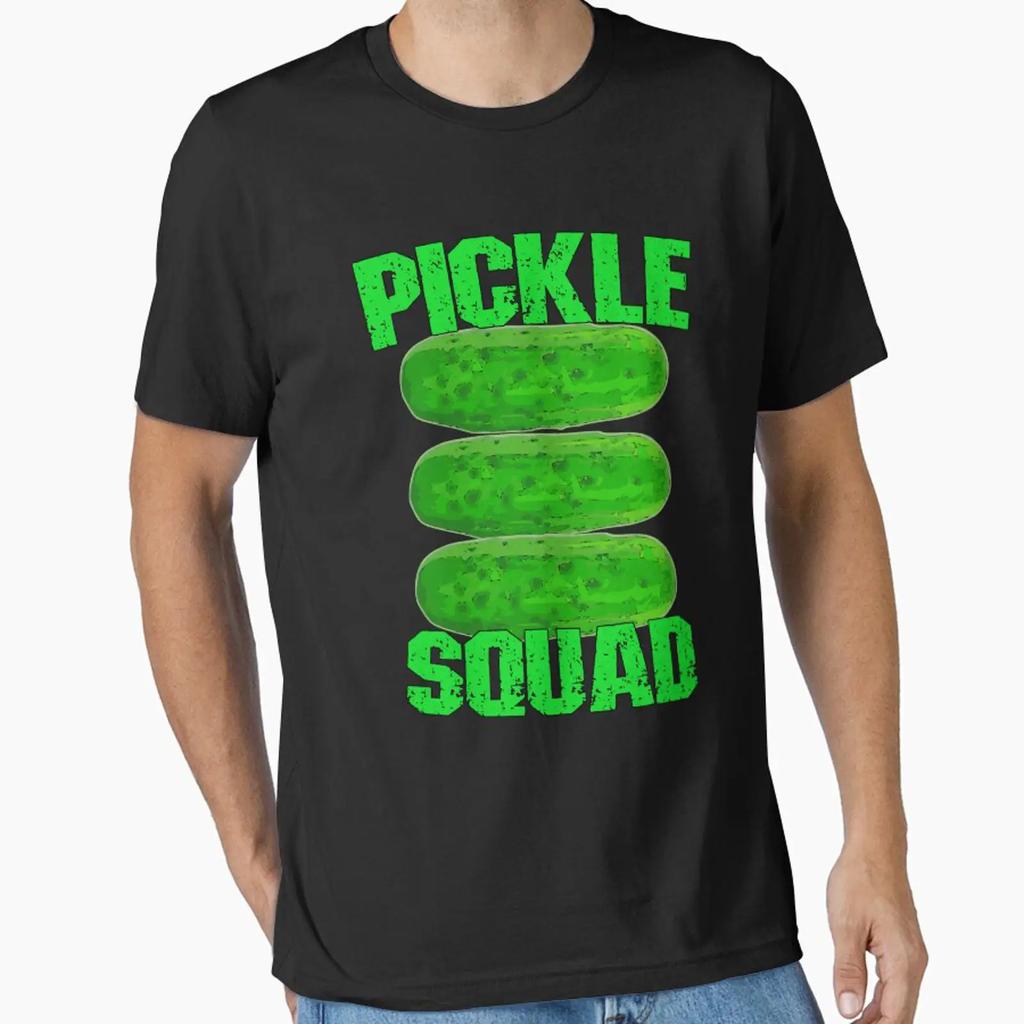 Pickle Squad Funny Vegetable Quote Essential T Shirt Vintage Versatile Breathable Fashion Graphic Top For Everyday Wear