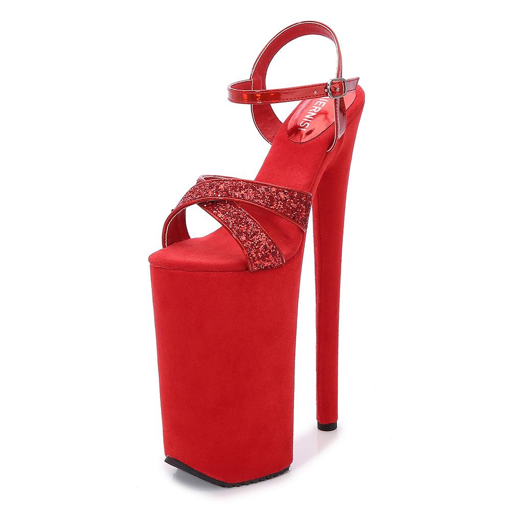 Модные женские сандалии Ночной клуб Подиум Обувь для танца на пилоне Сексуальные Супер высокий каблук 26 см Женские сандалии Водонепроницаемая платформа Свадебная обувь