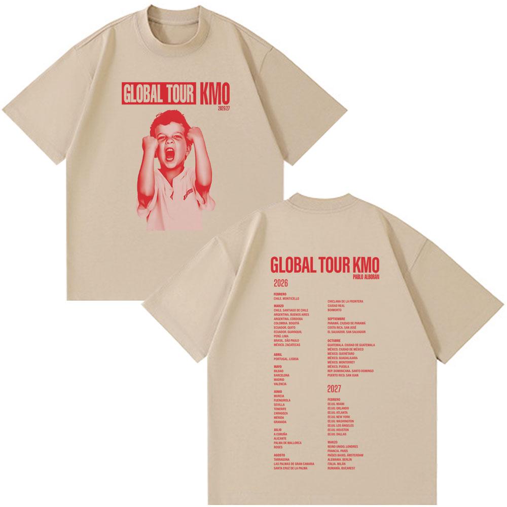 Singer Pablo Alborán Kmo Global Tour 20262027 Print T Shirt Men Women Hiphop Tshirts Shortsleeved Loose Casual TShirts Tops
