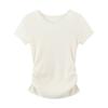 Korean Style Pure Waist-hugging and Pleated Thin Short-sleeved Knitted T-shirt In Summer New Slim Body
