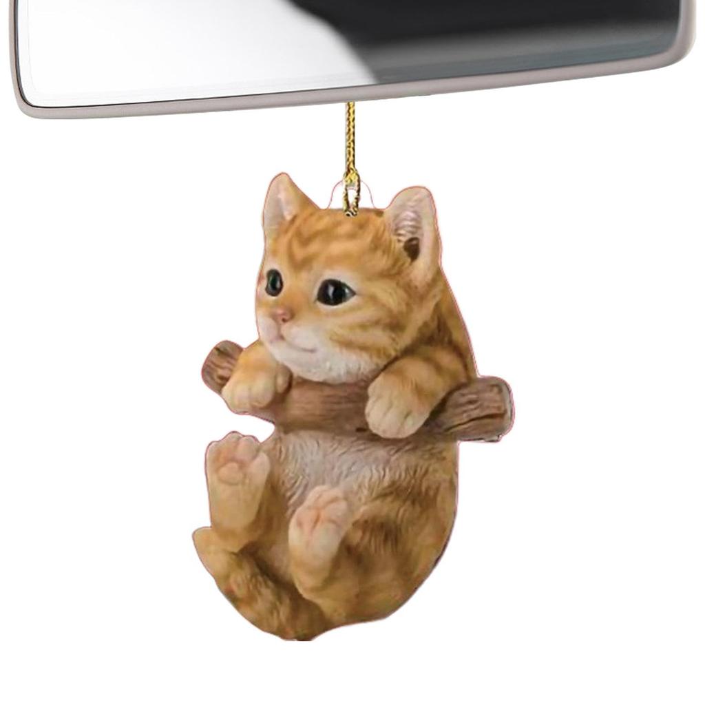 Car Pendant for Rearview Mirror Cute Cat Shape Acrylic Car Rearview Mirror Decoration -