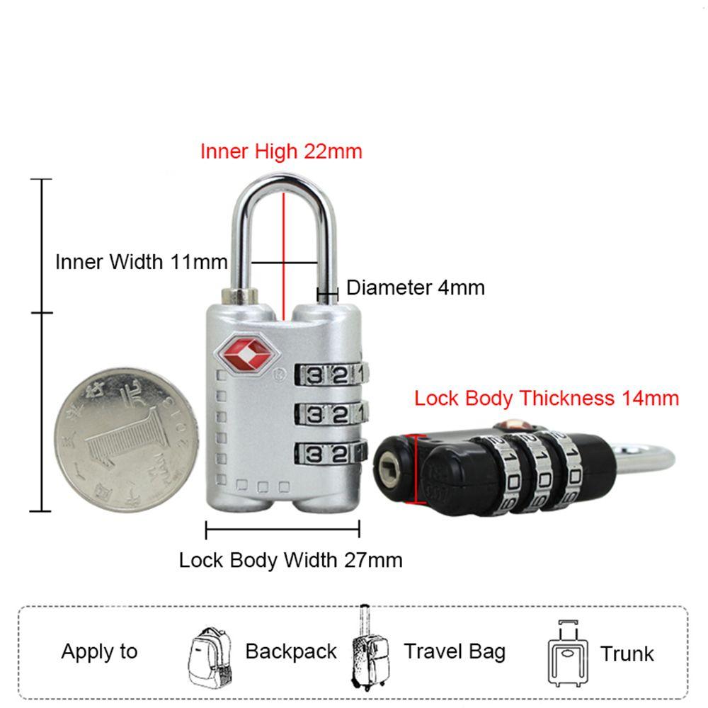 Security Weatherproof Safely Code Lock 3 Digit Combination Lock Anti-theft TSA Customs Lock