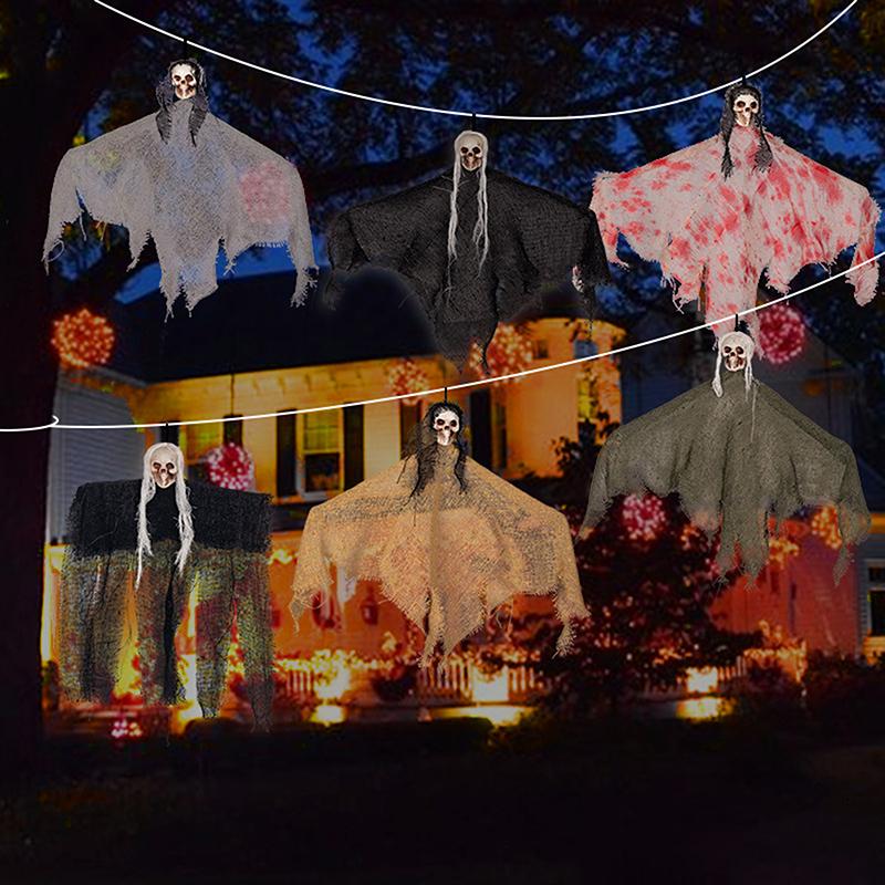 Хэллоуин жуткий скелет лицо висит привидение кулон ужас череп призрак реквизит вечеринка принадлежности дом с привидениями внутренний и наружный декор