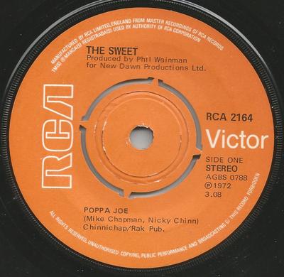 7-дюймовая пластинка SWEET - Poppa Joe RCA2164 RCA Victor 1972 UK Рок Б/У