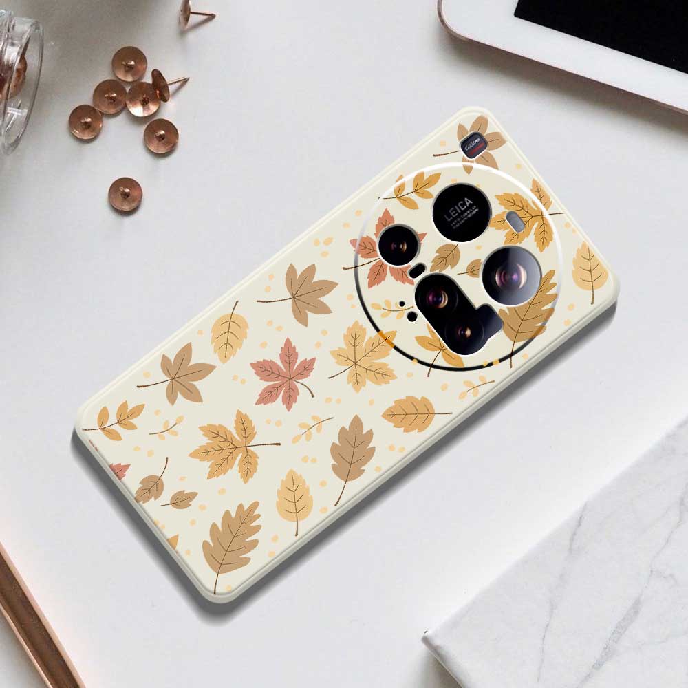 For Xiaomi 15 Ultra Case Leaves Pattern Printing Straight Edge TPU Phone Back Cover