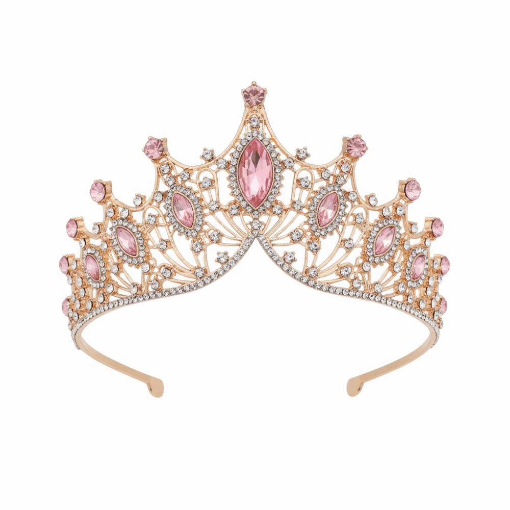 Vintage Rhinestone Queen Princess Crown Alloy Hair Accessories Crystal Tiara Baroque Bridal Headband Christmas