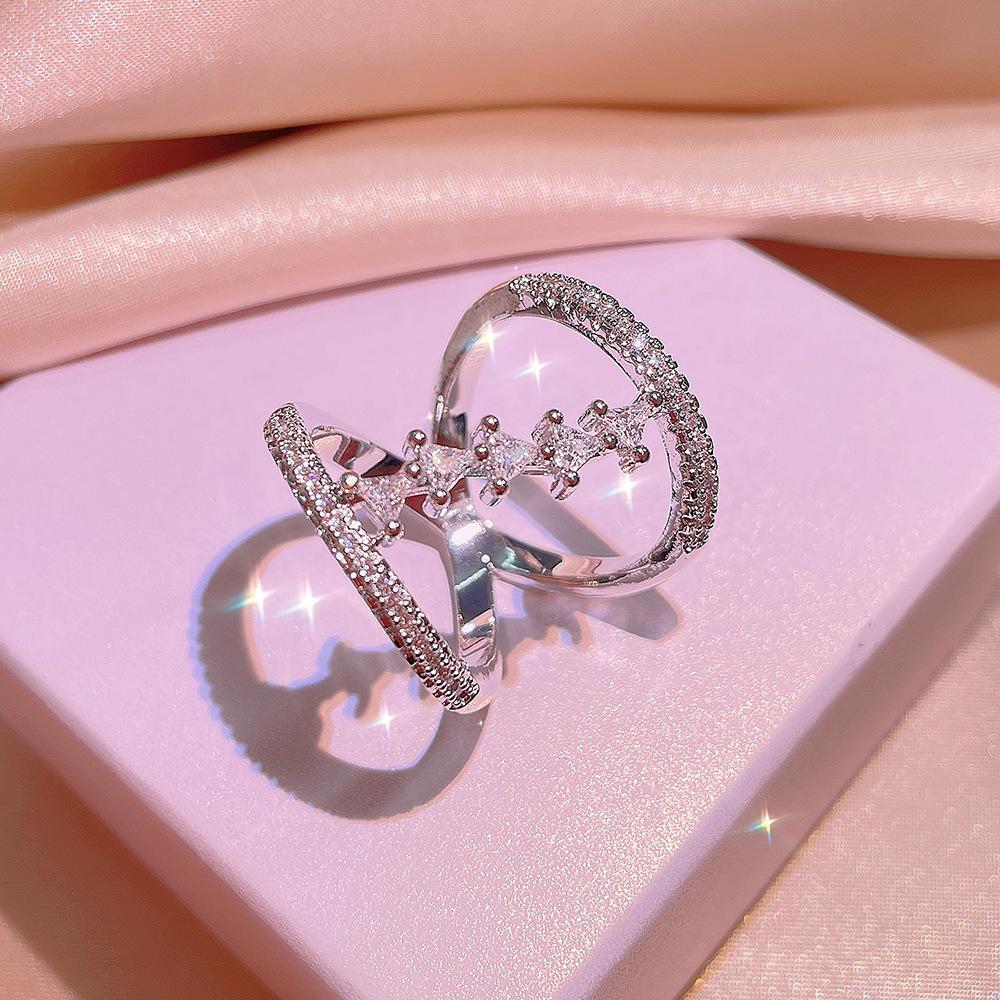 Кольцо для женщин Ins Style Retro Zircon Нерегулярное кольцо с цирконом Украшение для руки