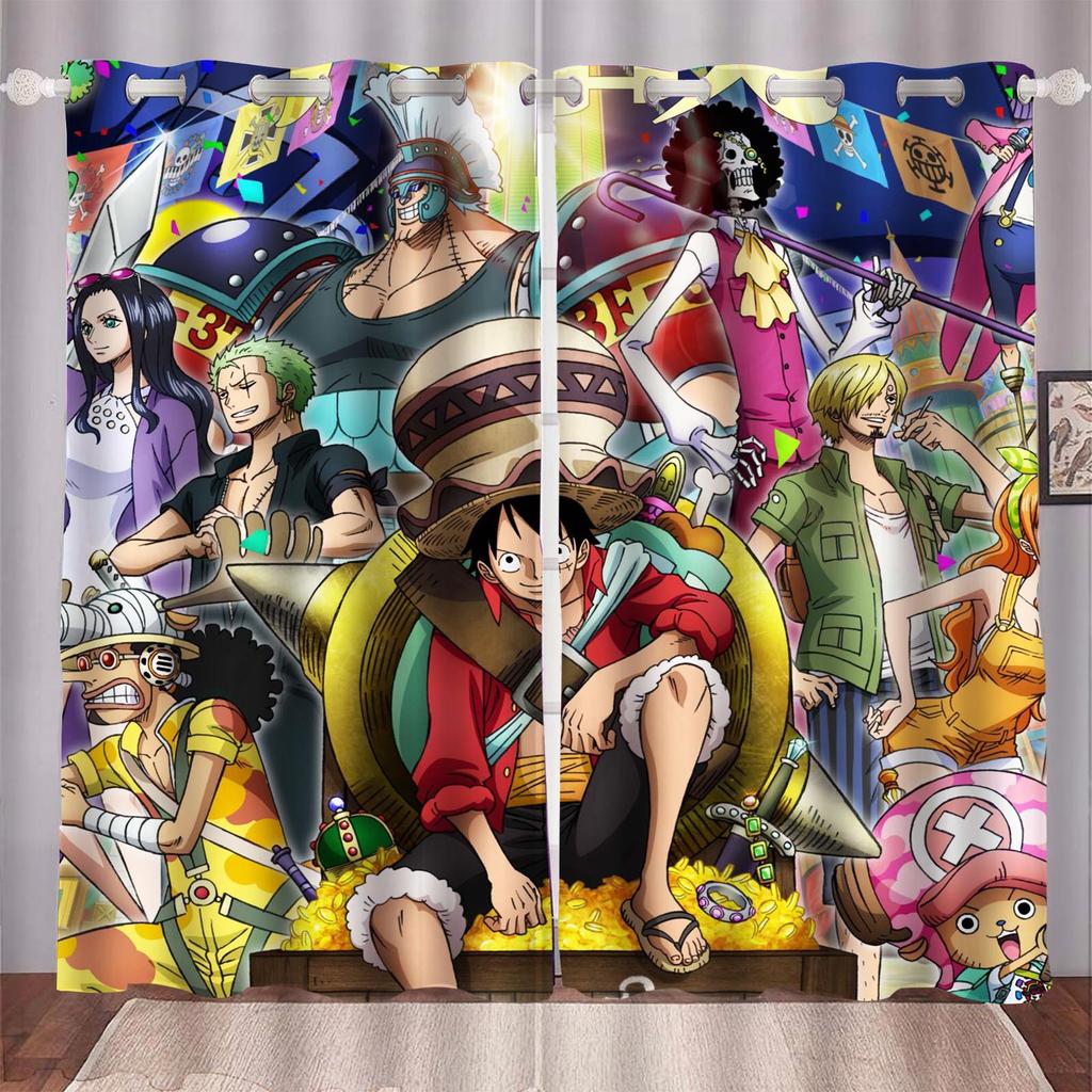 Резиденция Манки Д. Луффи Мультяшная Занавеска One Piece Милый Принт Светофильтрующие Оконные Шторы Гостиная Спальня Защита от Жара и Солнца