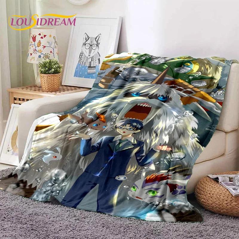 Мягкое фланелевое одеяло в стиле ретро Digimon Adventure Monster Cartoon для кроватей, диванов, пикников, плед для покрывала, детский подарок