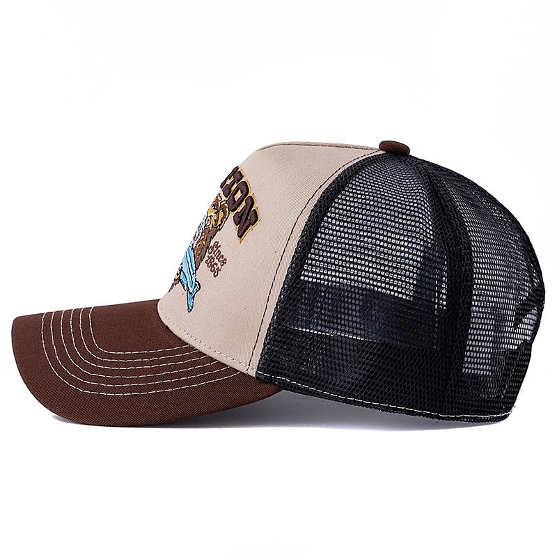 For Men Women Gender Neutral Bear Head Pattern Cap Summer Air Permeable Ventilated Trucker Hat Man Women Outdoor Fishing Adjustable Snapback Cap