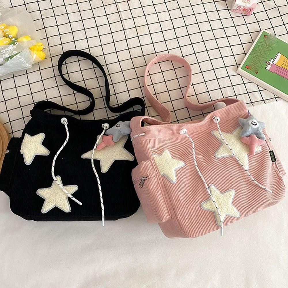 Drawstring Girls Cosmetic Bags Women Crossbody Bag Star Shoulder Bags Y2k Style Korean Handbags CLE