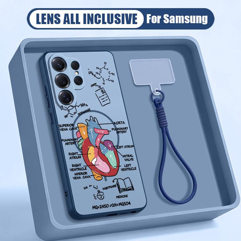Чехол с мультяшным рисунком астронавта для Samsung S26 S25 Ultra S24 S23 FE S22 A15 A16 A17 A35 A36 A37 A54 A55 A56 A57 5G Гибридный Магнитный Матовый Чехол