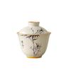 Plant Ash, Ink, Bamboo Ercai Cover Bowl, Teacup, Ceramic Household One-Person Drink, Anti-Scalding Kung Fu Tea Brewer, National Style Tea Set