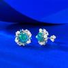 One Carat Paraiba Blue Jacaranda Flower Pearl Stud Earrings Light Luxury