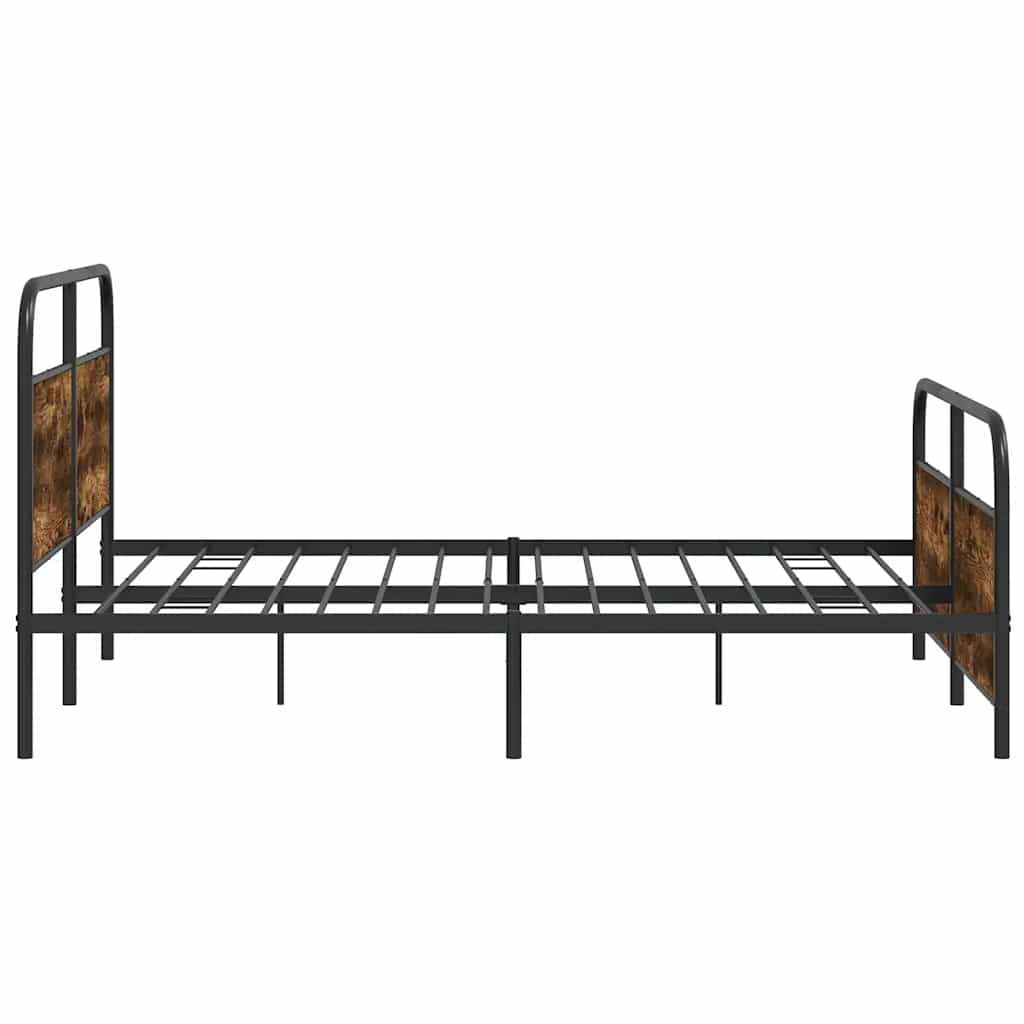 Metal Bed Frame without Mattress Smoked Oak Finish 150 x 200 cm