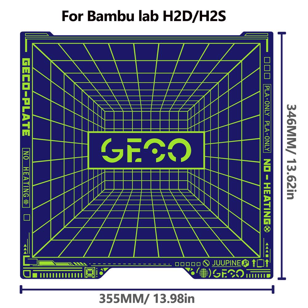 Juupine GECO Plate For Bambu Lab H2D X2D Build Plate PLA Bed Cold Plate For X1C A1 P2S X2D SuperTack Glacier For Bambu H2s Plate