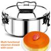 304 Stainless Steel Flan Pan Mold with Lid and Handle 1.5QT Capacity Portable Round Cake Baking Mould for Cupcake Pudding