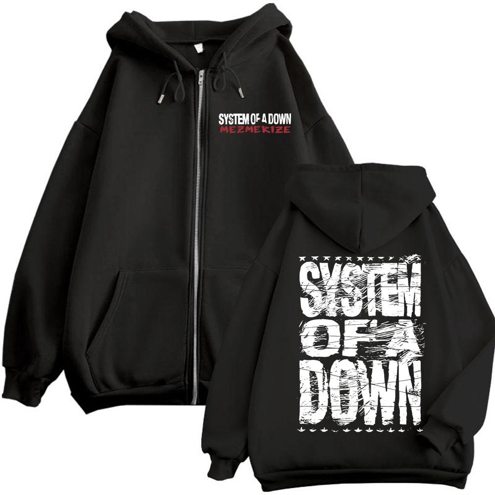 System of A Down Mezmerize Мерч Худи на молнии Альтернативная метал-музыка Толстовки на молнии Рок Хип-Хоп Винтажные пуловеры Унисекс