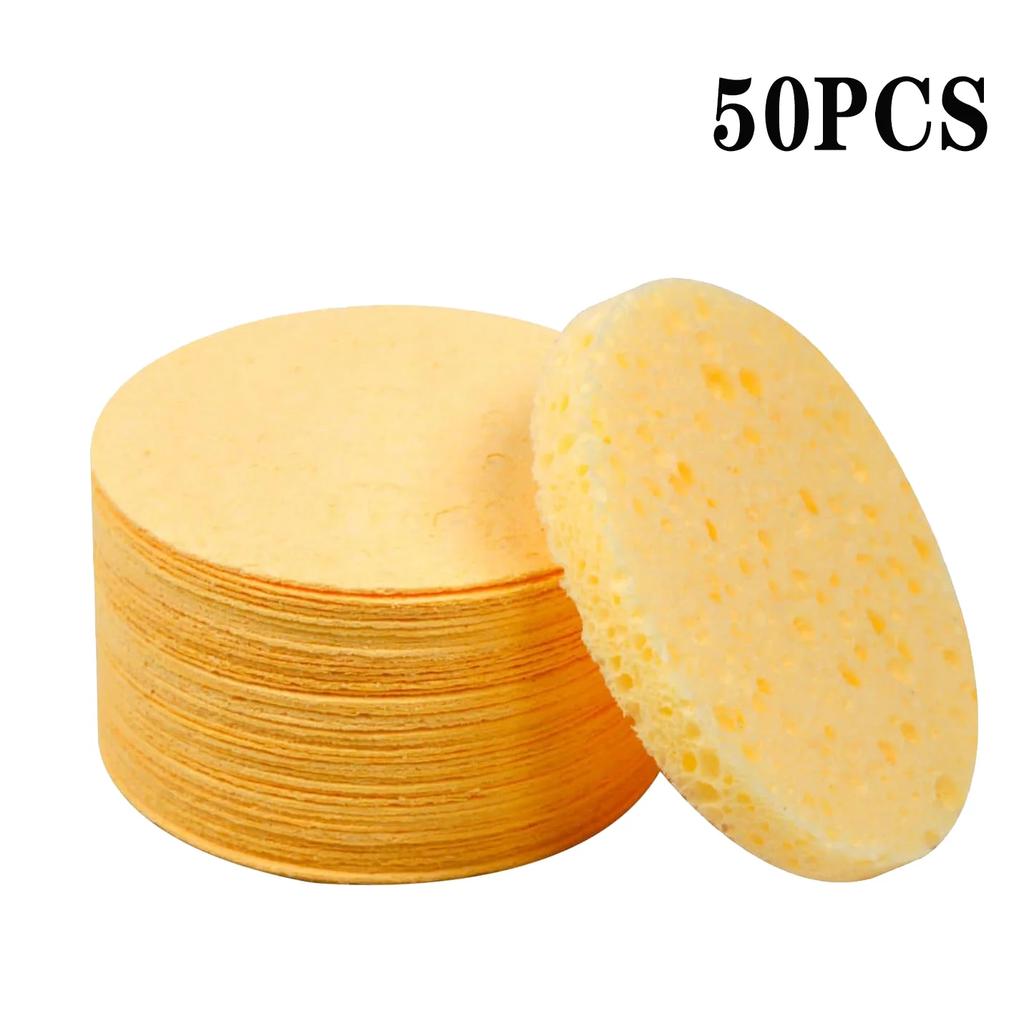 Compressed Wood Pulp Facial Sponges Flower Shape Exfoliating Face Cleanser Pads Soft Gentle for Daily Skin Care Makeup Remover