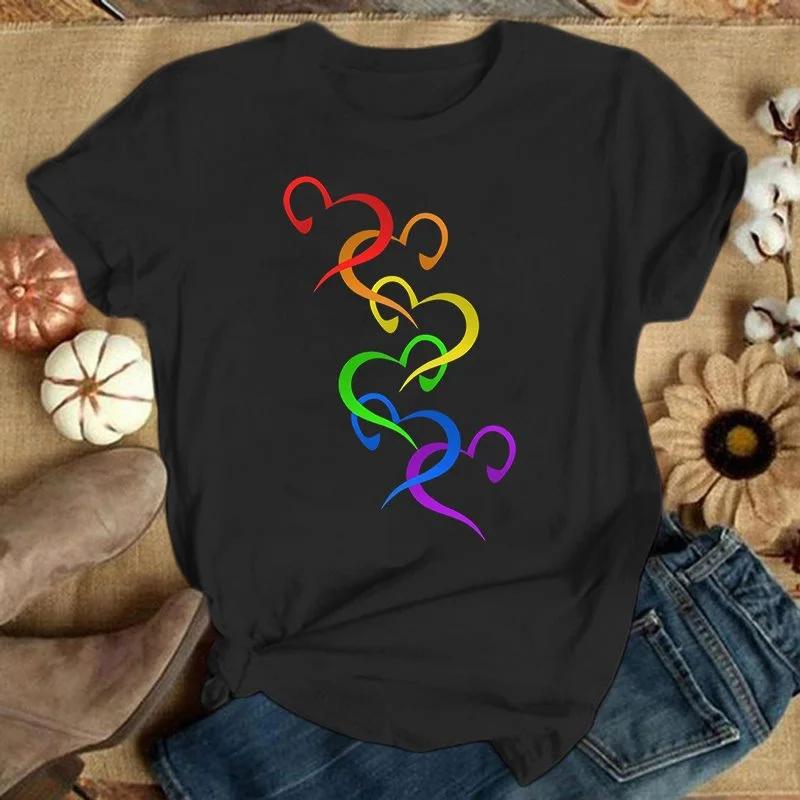 Футболка с принтом любви ЛГБТ Женская Мужская Футболки Круглый вырез