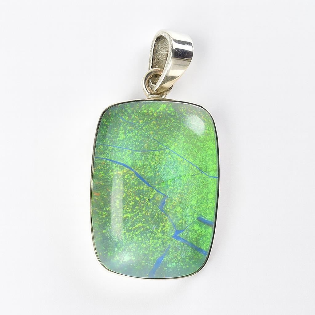 Extremely Rare 31 Ct Natural Opal Cushion Pendant 925 Sterling Silver