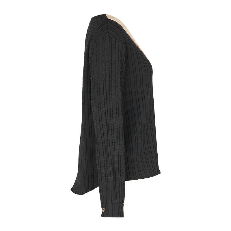 Весенне-осенняя женская рубашка с v-образным вырезом, темпераментный элегантный топ с длинными рукавами