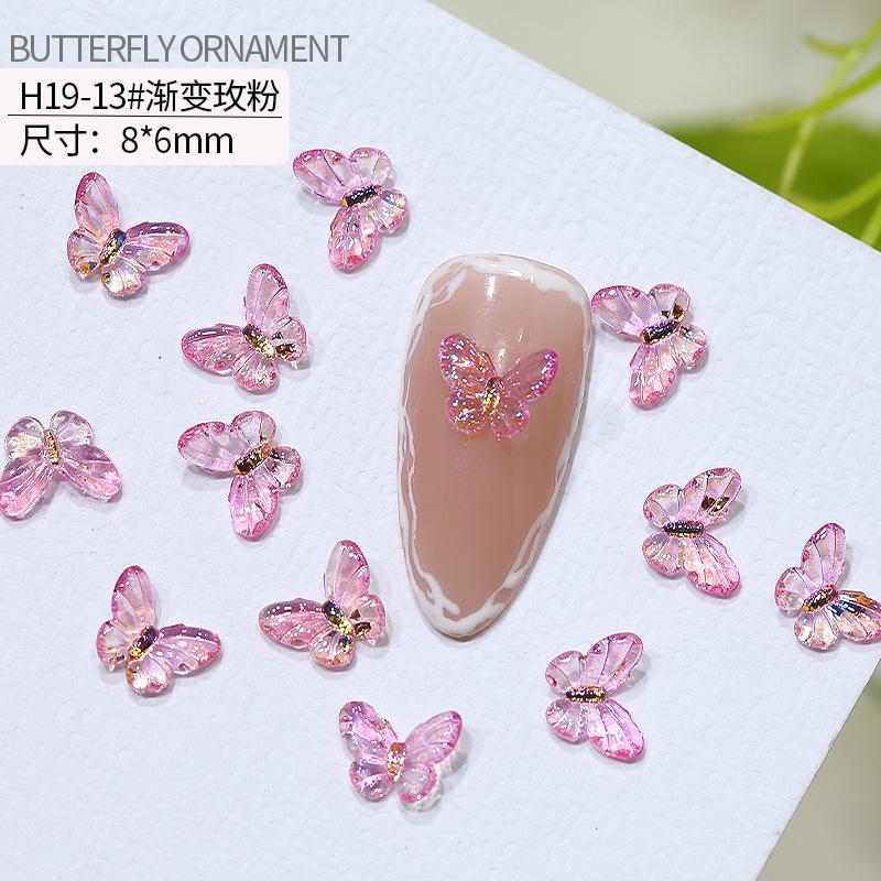 20Pcs Butterfly nail art accessories - nail decorations with iridescent and three-dimensional butterflies made of resin for nail art.