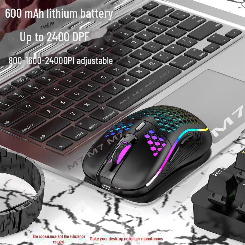 Игровая мышь с RGB-подсветкой, беспроводной конструкцией в виде сот, легкая и с проводной зарядкой TYPE-C.