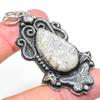 Natural Fossil Coral,White Topaz Gemstone 925 Sterling Silver Pendant 2.68" J3V36