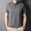 New Business Casual Men's Short-sleeved T-shirt Bottoming Shirt Lapel Loose Thin Top No-iron Dad Wear