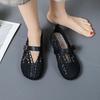 Cloth Shoes Women's Flat Shoes with Hollow Holes Sandals Non-slip Peas Shoes Women's Casual Buckle Comfortable Flat Shoes