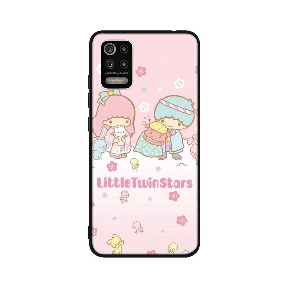 Чехол KT66 Cute Little Twins Star для Xiaomi Poco X6 X4 M5 M6 F5 F6 C65 C55 C50 C51 C40 Redmi Note 7 8 14C A3X 13C 12C 11 10A 9C Pro Black Sofe Cover
