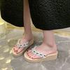 High fashion fairy sweet slippers travel beach sandals slope with flip-flops girl 2025 summer new