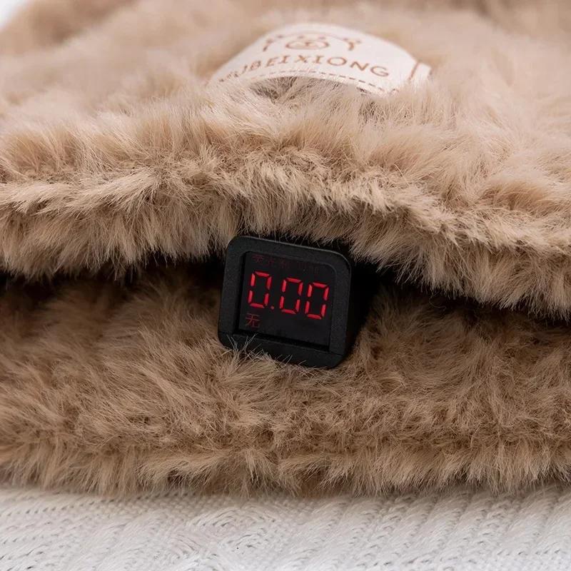 1 Piece Warm New Newborn Beanie for Boy Girl Cute Cartoon Bear Furry Knited Hat Sweet Autumn Winter Warm Plush Crochet Bonnet